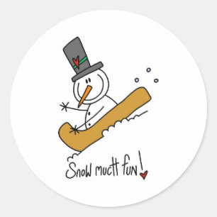 Sticker Rond Bonhomme de neige : tellement amusant