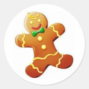 Sticker Rond Bonhomme en pain d'épice de Noël