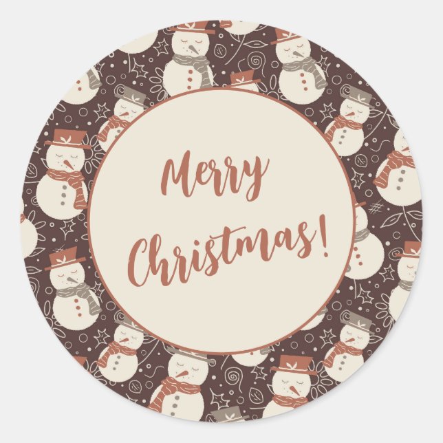 Sticker Rond Bonhommes de neige détendus - Joyeux Noël ! éditab (Devant)