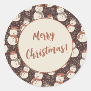 Sticker Rond Bonhommes de neige détendus - Joyeux Noël ! éditab