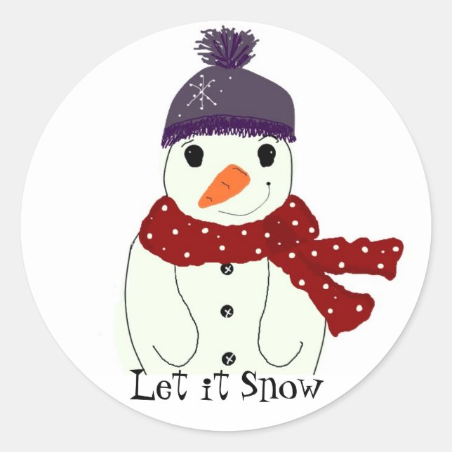 Sticker Rond Bonhommes de neige doux (Devant)