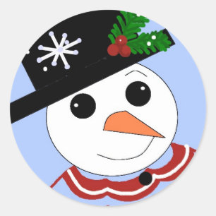 Sticker Rond Bonhommes de neige festifs