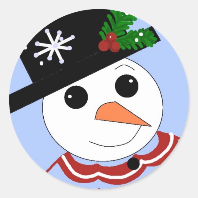 Sticker Rond Bonhommes de neige festifs (Devant)