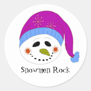 Sticker Rond Bonhommes de neige souriants