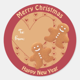 Sticker Rond Bonhommes en pain d'épice mignons à de Noël CC0