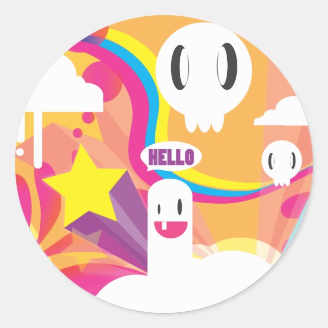 Sticker Rond bonjour ! (Devant)