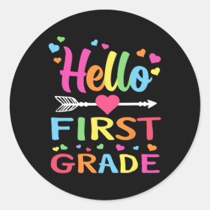 Sticker Rond Bonjour 1ère année Retour à l'école Enseignant de 