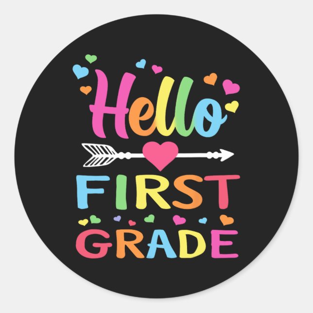 Sticker Rond Bonjour 1ère année Retour à l'école Enseignant de  (Devant)