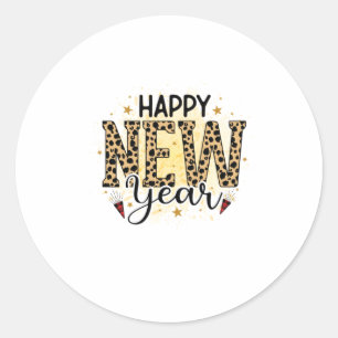 Sticker Rond Bonjour 2022 Joyeux Leopard du Nouvel An