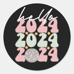 Sticker Rond Bonjour 2024 Super Bonne année Noël
