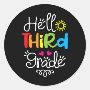 Sticker Rond Bonjour 3e année Amusement 3e année Retour à l'éco