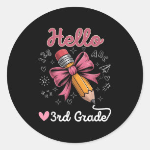 Sticker Rond Bonjour 3e année de retour à l'école Coquette cray
