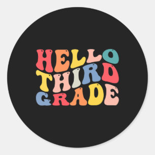 Sticker Rond Bonjour 3e année professeur Retour à l'école Rétro