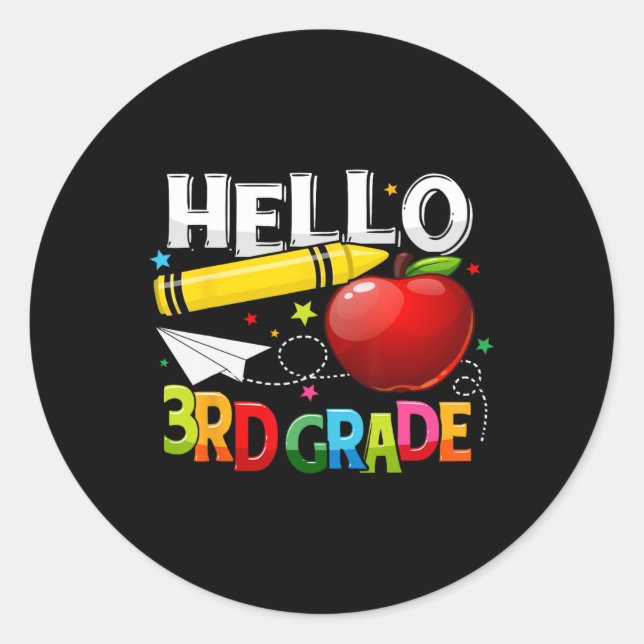 Sticker Rond Bonjour 3e équipe d'enseignant de 3e classe (Devant)