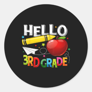Sticker Rond Bonjour 3e équipe d'enseignant de 3e classe