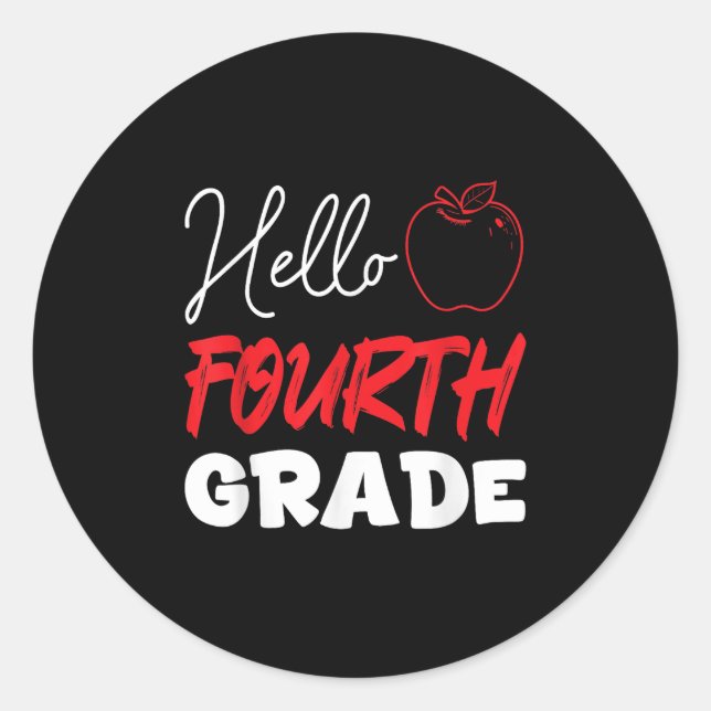 Sticker Rond Bonjour 4e année d'école 4e année d'études (Devant)