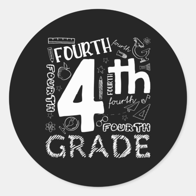 Sticker Rond Bonjour 4e année Enseignants garçons et équipe 4e  (Devant)