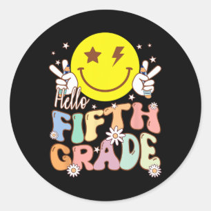 Sticker Rond Bonjour 5e année Hippie Sourire Visage 5e année Re