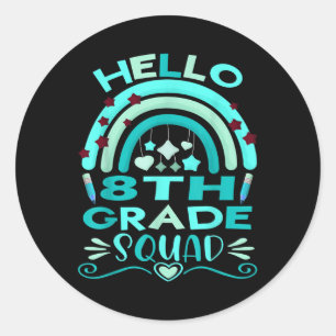Sticker Rond Bonjour 8e année enseignants arc-en-ciel enfants r