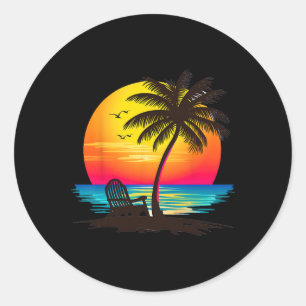 Sticker Rond Bonjour ambiance estivale vacances hommes femmes p