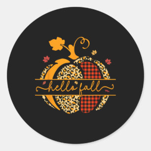 Sticker Rond Bonjour Automne Bonne Automne Y'all Automne Citrou