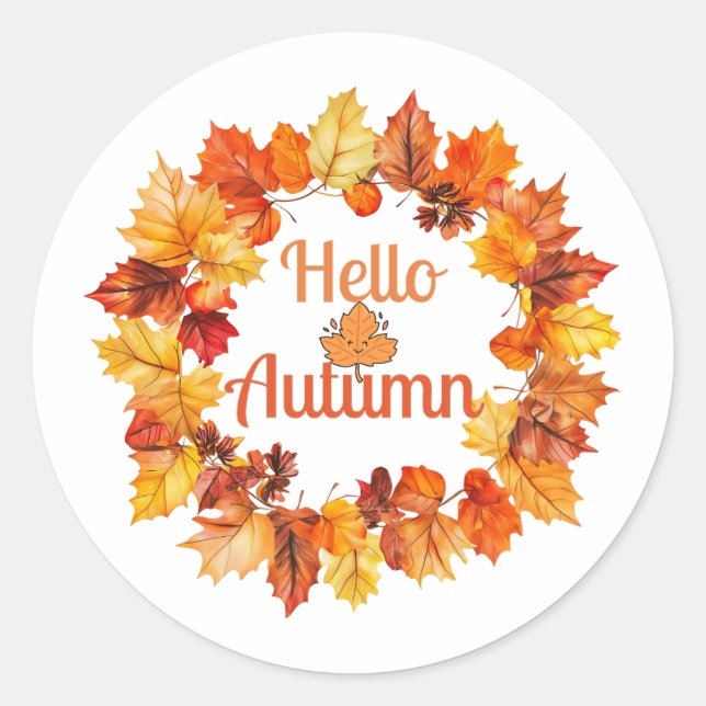 Sticker Rond Bonjour Automne – Conception de saison automnale c (Devant)