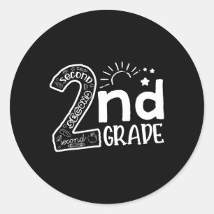 Sticker Rond Bonjour aux enseignants de 2e année Garçons et équ