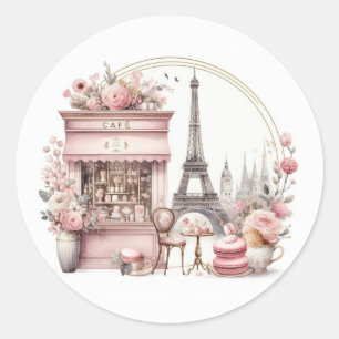 Sticker Rond Bonjour Bébé Baby shower parisien