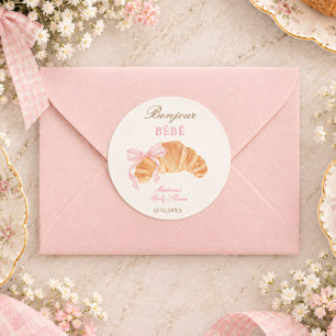 Sticker Rond Bonjour Bébé Croissant Ruban Naissance Bébé França