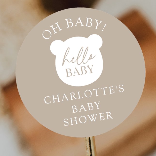 Sticker Rond Bonjour bébé ours C'est un garçon (Créateur téléchargé)