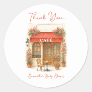 Sticker Rond Bonjour Bebe Paris Café Baby shower