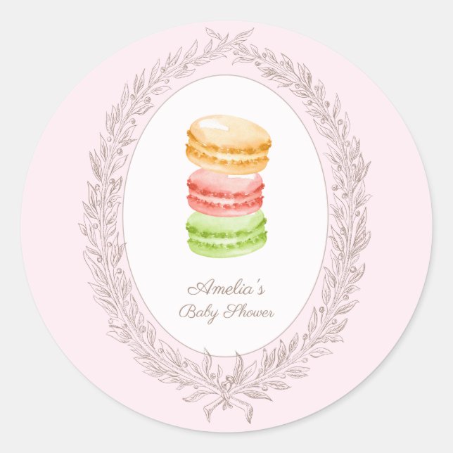 Sticker Rond Bonjour Bebe Pâtisserie Française Macarons (Devant)