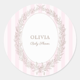 Sticker Rond Bonjour Bebe Pâtisserie française Pink Stripe