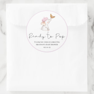 Sticker Rond Bonjour Bebe Romantique Français Baby shower fille