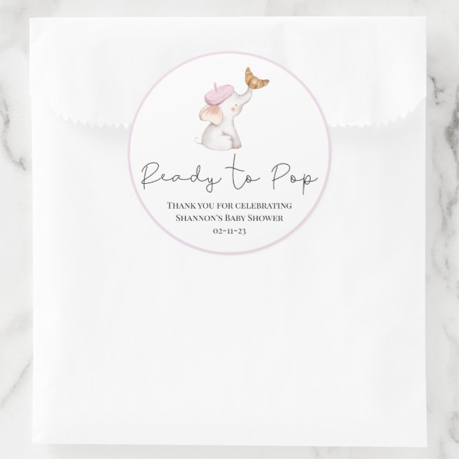 Sticker Rond Bonjour Bebe Romantique Français Baby shower fille (Sac)
