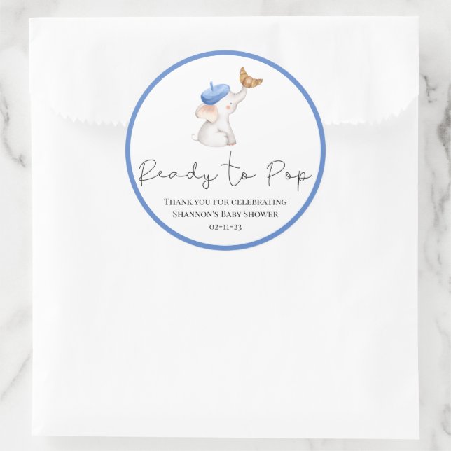 Sticker Rond Bonjour Bebe Romantique French Girl Baby shower Cl (Sac)