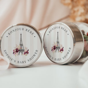 Sticker Rond Bonjour Bébé Thème Baby Shower Paris