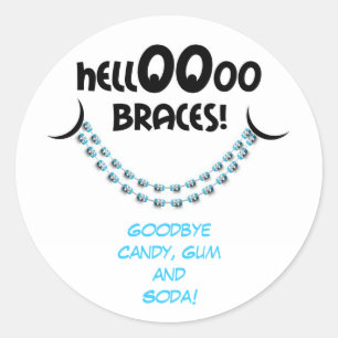 Sticker Rond Bonjour Braces Bleu Orthodontiste Rappel du patien