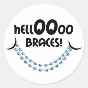 Sticker Rond Bonjour Braces Bleues