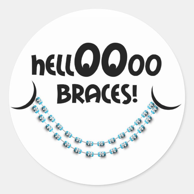 Sticker Rond Bonjour Braces Bleues (Devant)