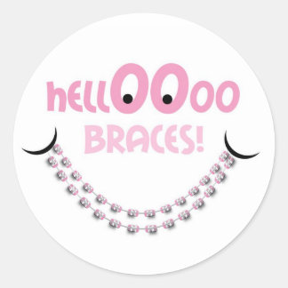 Sticker Rond Bonjour Braces Rose