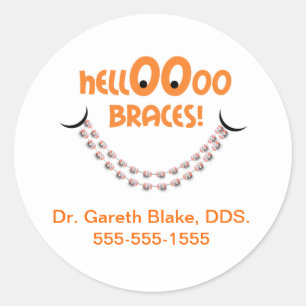 Sticker Rond Bonjour Braces Tangerine Orthodontiste Patient Per