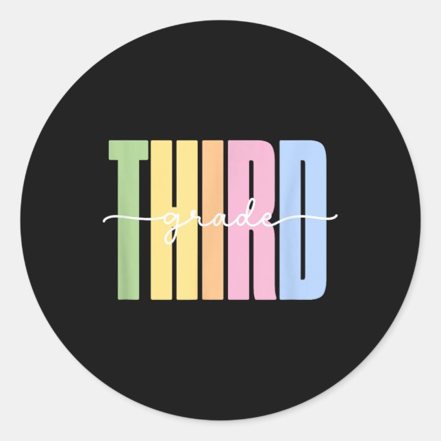 Sticker Rond Bonjour Chemise de 3e année - Filles tenue de 3e a (Devant)