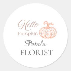 Sticker Rond Bonjour Citrouille Fleuriste Entreprise Marque Hal