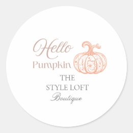 Sticker Rond Bonjour Citrouille Marque d'Automne pour Boutique