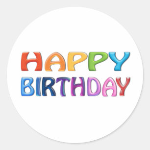 Sticker Rond BONJOUR D'ANNIVERSAIRE - Joyeux cadeau en 3D