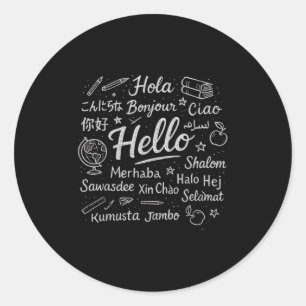 Sticker Rond Bonjour Dans Différentes Langues Voyage Vacances E