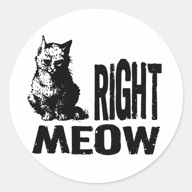Sticker Rond BONJOUR ! Drôle Mal Kitty (Devant)