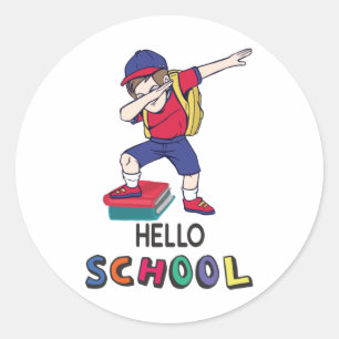 Sticker Rond Bonjour école