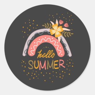 Sticker Rond Bonjour école, Bonjour vacances d'été